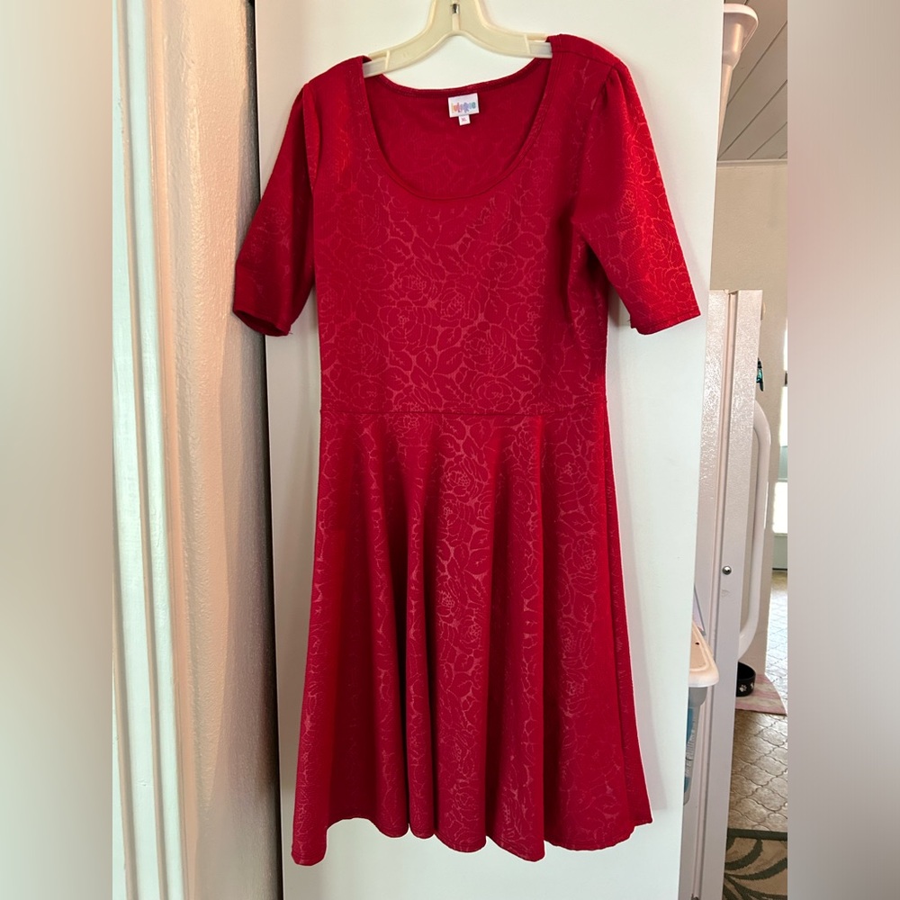 LuLaRoe Red Floral Midi Dress